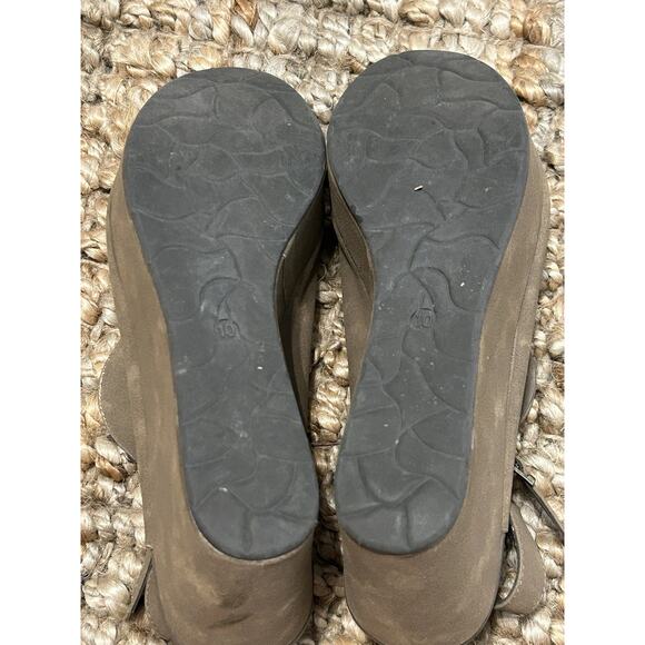 Pierre Dumas Brown Suede Slingback Wedge Platform Sandals Size 10 Open Toe - Picture 7 of 8